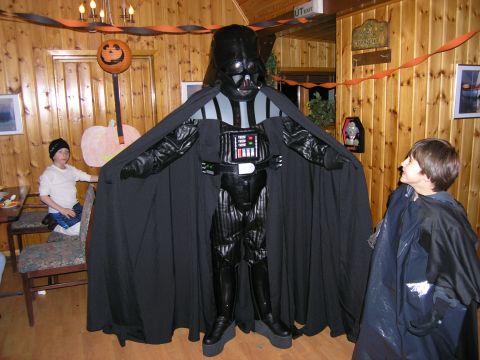 2001 Jeep Wrangler - A person in a Darth Vader costume stands with children during a Halloween celebration.