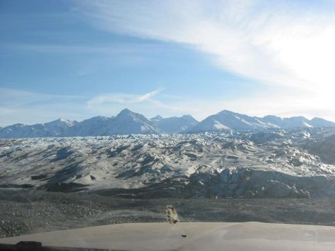 1993 Ford Bronco - Knik Glacier through the window of the bronco.