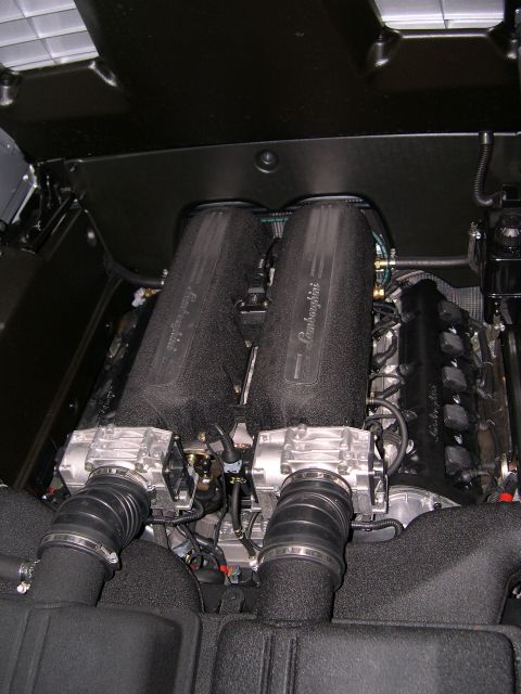 2003 Jeep TJ - Close-up of a Lamborghini V10 engine, showing intake and valve covers.