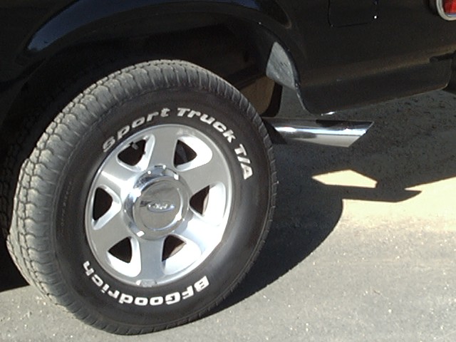 Those are my new rear tires with the dual 3 1/4 bologna cut tips
