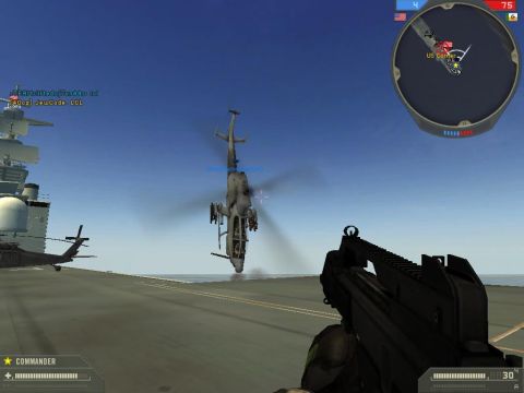 1996 Mercury Sable - A view from an aircraft carrier deck shows two helicopters in the air and on the deck, with a weapon in the foreground.