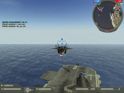 1996 Mercury Sable - A fighter jet flies over an aircraft carrier in a digital simulation.
