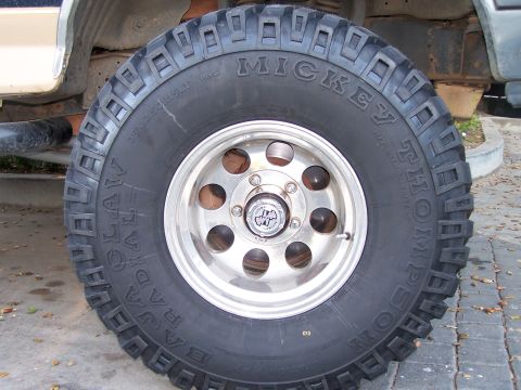 1991 Ford Bronco - Close-up of a Mickey Thompson Baja Radial tire mounted on a Ford Bronco.