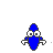 1989 Ford Bronco - A blue cartoon character with large, googly eyes is depicted against a plain gray backdrop.