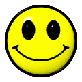 1989 Ford Bronco - A bright yellow smiley face with a simple black outline and features.