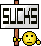 1989 Ford Bronco - A pixelated smiley face holds a sign with the word SU CKS.