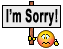 1989 Ford Bronco - A sign displays "i'm Sorry!" next to a distressed smiley face emoji.