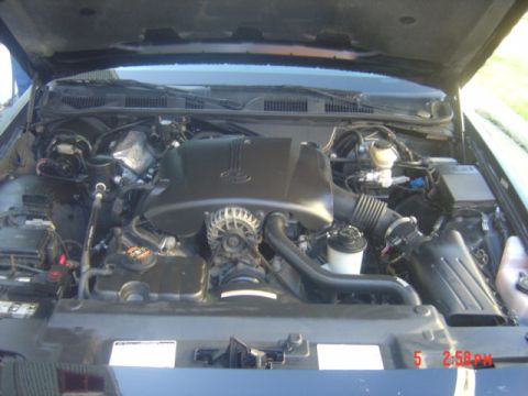 1999 Ford Crown Victoria - Engine bay of a 1999 Ford Crown Victoria, showing the V8 engine and associated components.