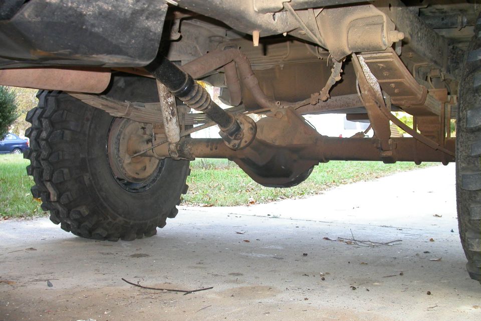 Cut off rear shock mounts and clocked them up so they don't hang 3" under the axle.  Getting those rock anchors off the axle makes a huge difference off road.