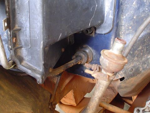 1984 Ford Bronco - Detail of an interior component, possibly related to the HVAC system, showing wear and tear.