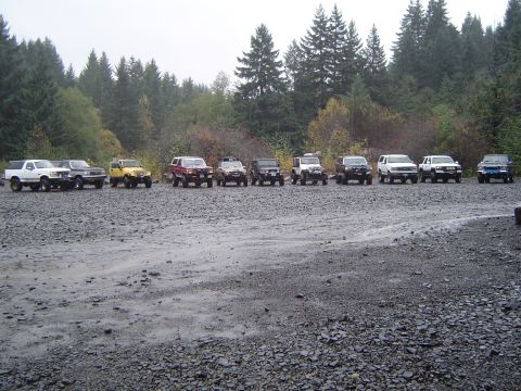 1989 Ford Bronco - The line up for the Sat AM run...probably the only good pic this day as the weather was crazy all day.