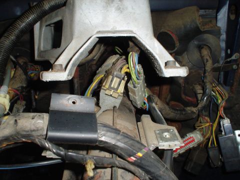 1984 Ford Bronco - The complex wiring harness of a 1984 Ford Bronco's interior is visible.