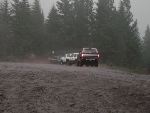1989 Ford Bronco - Look close at the water coming over the trucks up there..lots of falling trees today too.