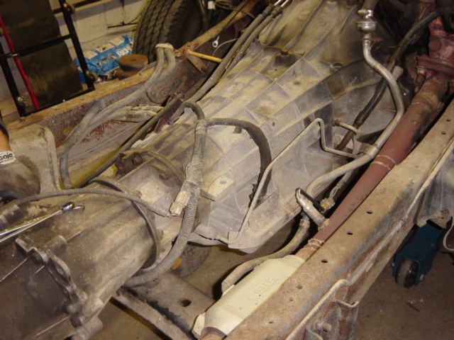 E4OD and electronic BW 13-56, going for the record for "Heaviest transmission and transfer case combination ever placed behind a measley 302 cubic inch engine."