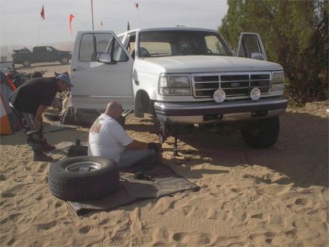 1993 Ford Bronco - Me assesing the damage on my now broken bronco. The inner snap-ring was the only thing holding the wheel on. The calipers are the floating…