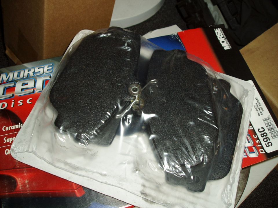 New Morse Ceramic Disc Brake Pads in plastic packaging, part number 598C visible