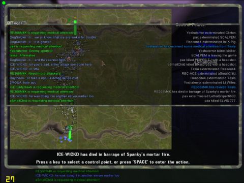 1993 Ford Bronco - This is a screenshot of a computer game, displaying chat messages and a map overview.