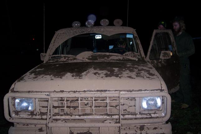 Mud-covered 1988 Ford Ranger front view with grille and headlights visible