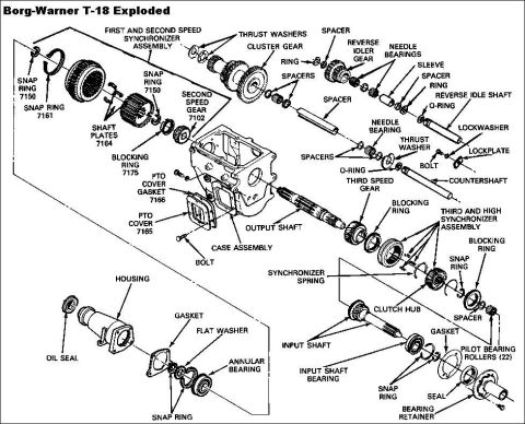 1983 Ford Bronco - T-18 Exploded IF THE IMAGE IS TOO SMALL, click it.