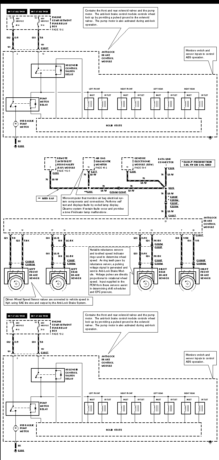Multi-cell electrical wiring diagram with relays, motors and circuit codes across several panels