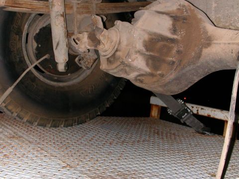1992 Ford F-150 - Rear axle and suspension components of a truck, possibly being transported.