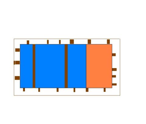 1994 Ford Probe - Abstract colored-block diagram of blue and orange rectangles with brown bars, not a classifiable technical document.