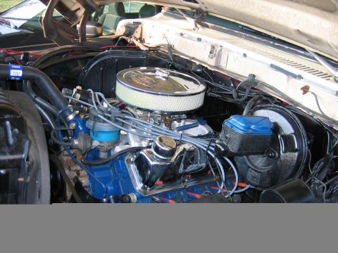 1992 Ford Mustang - Close-up view of a vehicle's engine bay, showing the V8 engine and associated components.