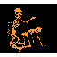 1968 Ford Mustang - A pixelated graphic of a skeleton in a dynamic pose against a dark backdrop.