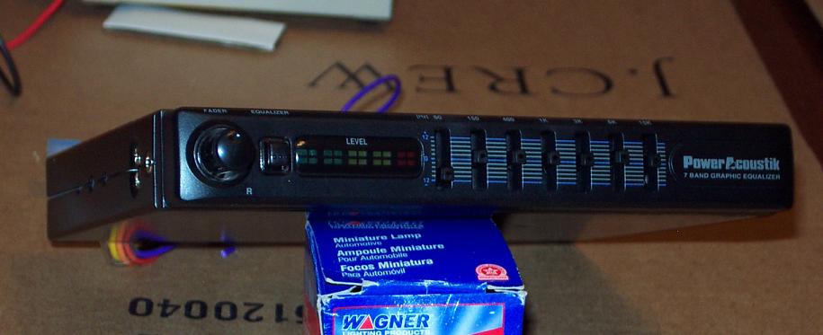 Power Acoustik 7 Band Graphic Equalizer with sliders and level display