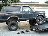 1978 Ford Bronco - This 1978 Ford Bronco is positioned on a trailer, likely for transport.