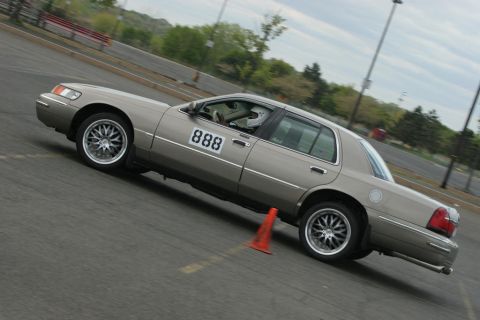 2001 Mercury Grand Marquis - A 2001 Mercury Grand Marquis competes in an autocross event, marked with the number 888.