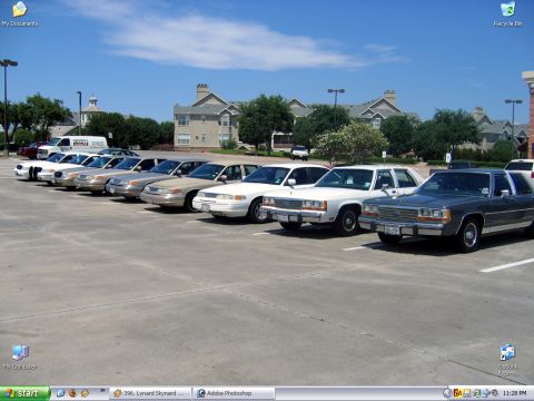 2000 Ford Crown Victoria - A row of Ford Crown Victoria police cars are parked in a lot under a blue sky.
