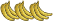 1968 Ford Mustang - A close-up view of three bunches of ripe yellow bananas.