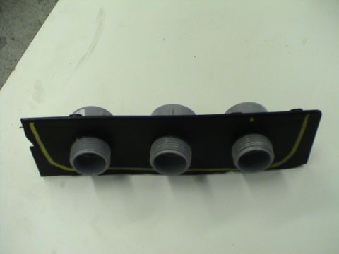 1997 Ford Probe - A custom center console part with three circular openings is shown against a white background.
