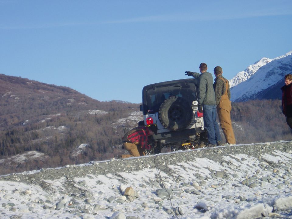 Gary atatching winch line