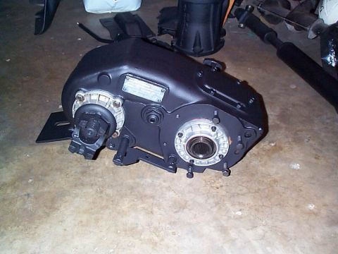 1979 Ford Bronco - NP205 transfer case shown on concrete floor.