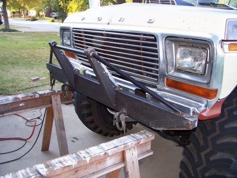 1979 Ford Bronco - Custom bumper installed on a 1979 Ford Bronco, front end visible.