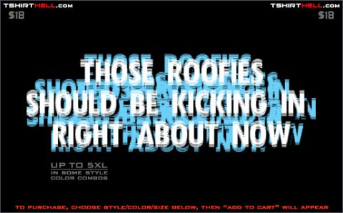 1997 Ford Crown Victoria - This image displays text that reads 'THOSE ROOFIES SHOULD BE KICKIN IN, RIGHT ABOUT NOW?' on a dark background.