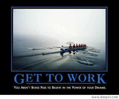 2001 Ford Crown Victoria - A rowing crew paddles through foggy waters, accompanied by motivational text.