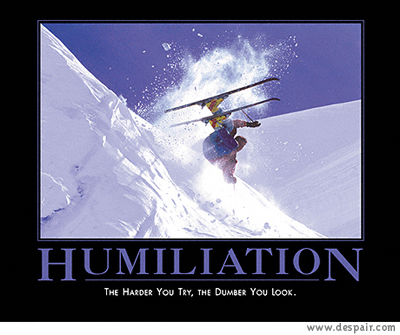 2001 Ford Crown Victoria - A humorous motivational poster depicts a skier's failed attempt, emphasizing the irony of effort leading to embarrassment.