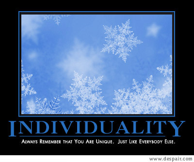 2001 Ford Crown Victoria - This poster features snowflakes against a blue sky with the word 'INDIVIDUALITY' and a tagline.