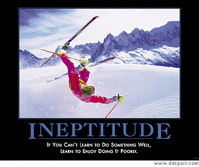 2001 Ford Crown Victoria - A humorous motivational poster about ineptitude, a skier in a precarious mid-air fall.