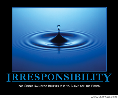 2001 Ford Crown Victoria - A demotivational poster with the word IRRESPONSIBILITY and a quote about blame.