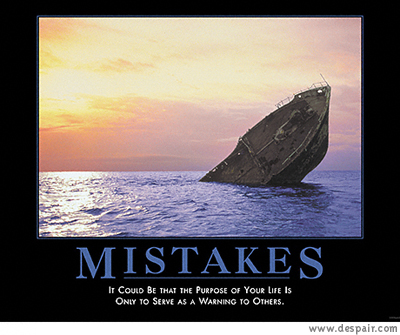 2001 Ford Crown Victoria - A sunken ship in the ocean with a motivational quote about mistakes.
