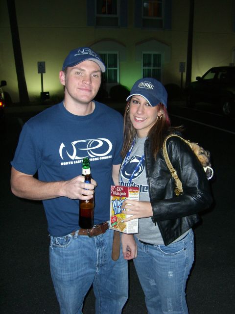 1996 Ford Probe - Couple poses for a photo at night, holding a beer and a box of cereal.