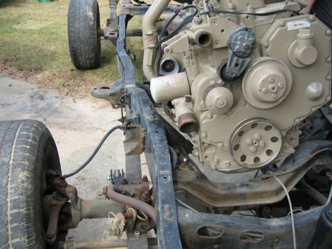 1986 Chevrolet Blazer - Close-up view of an engine and chassis frame, showing mechanical components and suspension.