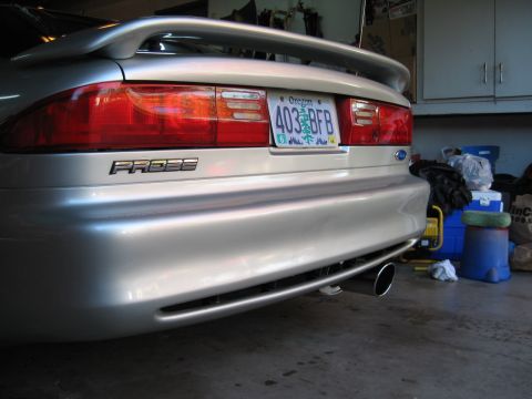 1996 Ford Probe - Rear view of a silver 1996 Ford Probe, a spoiler and Oregon license plate.