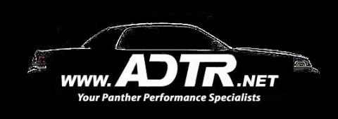 1998 Ford Crown Victoria - logo showing a white sedan silhouette over black with text www.ADTR.net and the tagline Your Panther Performance Specialists.