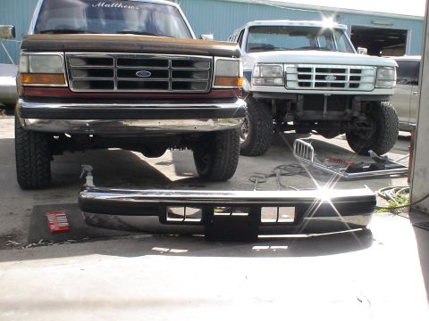 1993 Ford C-350 (Centurion Conversions) - bumper swap from a '96 with cut-outs, it's ready to go on my truck and get drilled for the grill guard