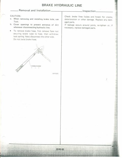 1990 Nissan Micra - Service manual page details brake hydraulic line inspection and maintenance steps.